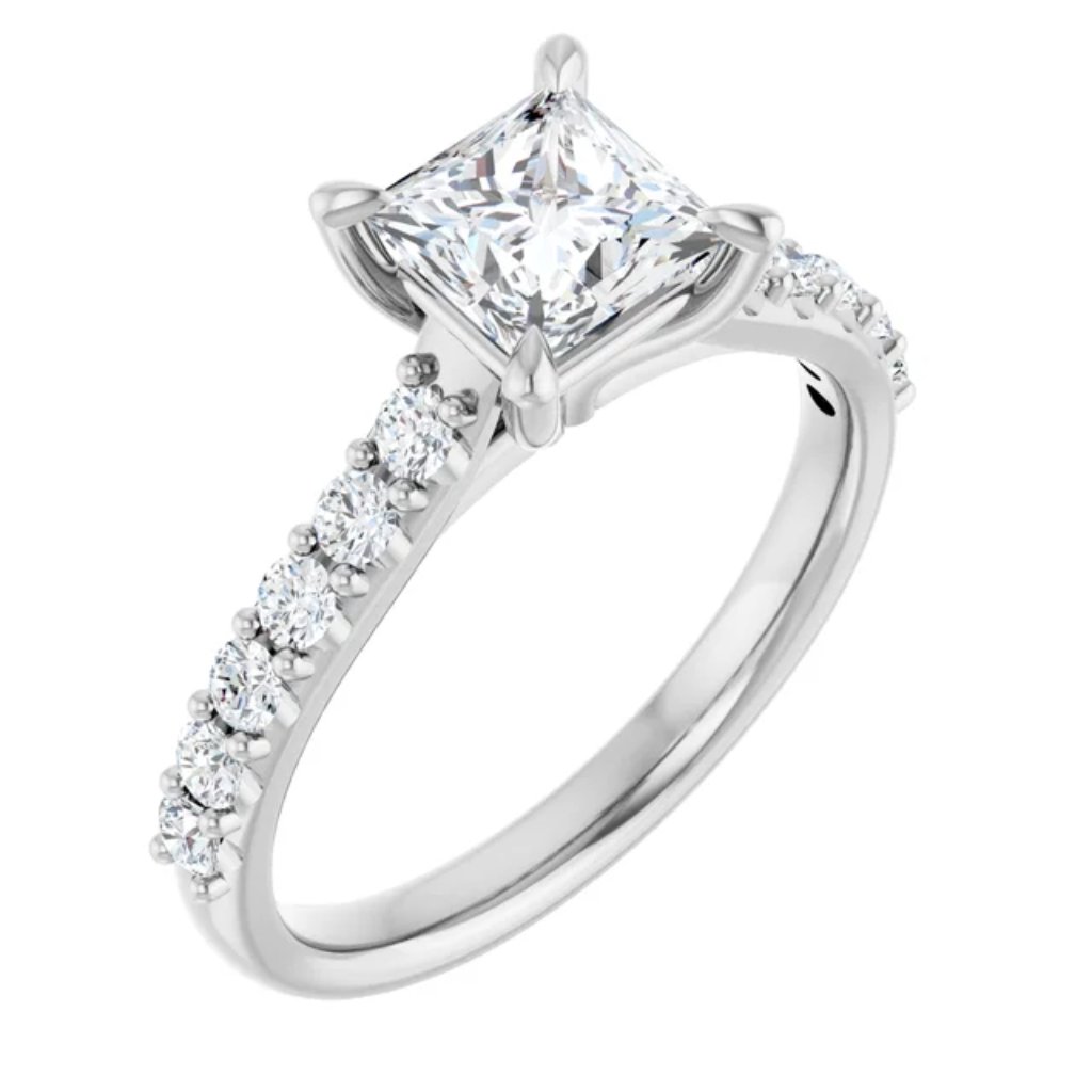 14k White Or Yellow Gold Princess-Cut 1.06 Ct. Vvs1 E Lab Diamond Solitaire
